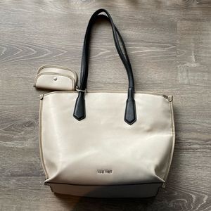 Nine West Beige and Black Handbag Purse Beach bag see description